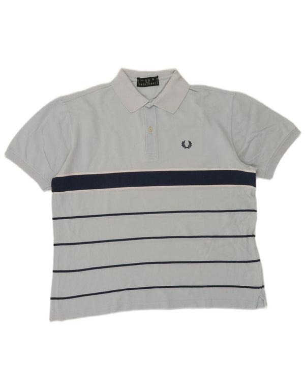 Polo da uomo Fred Perry in cotone a righe blu medio