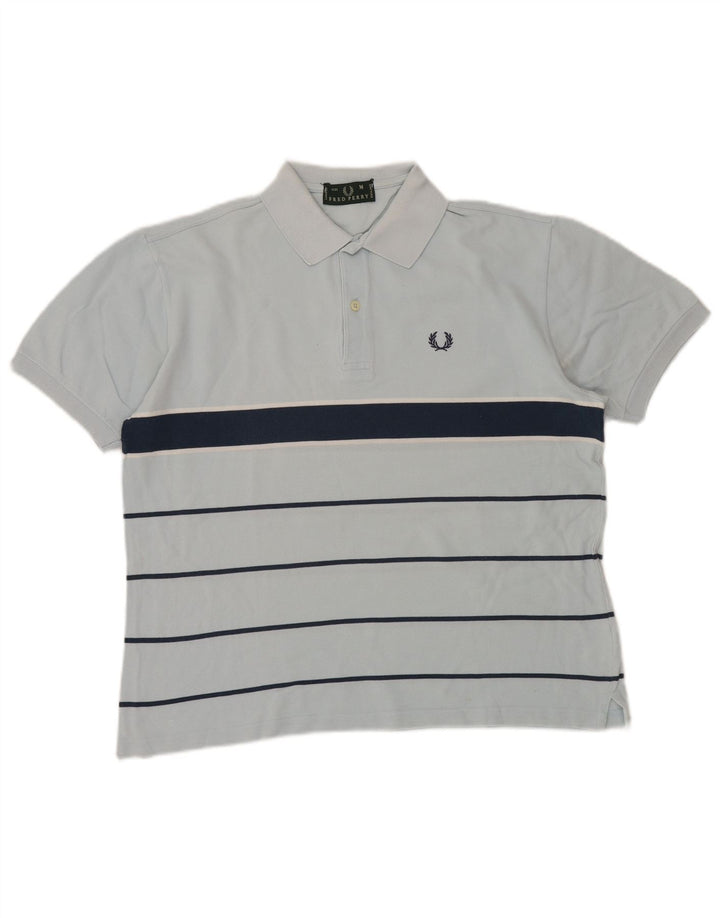 Polo da uomo Fred Perry in cotone a righe blu medio