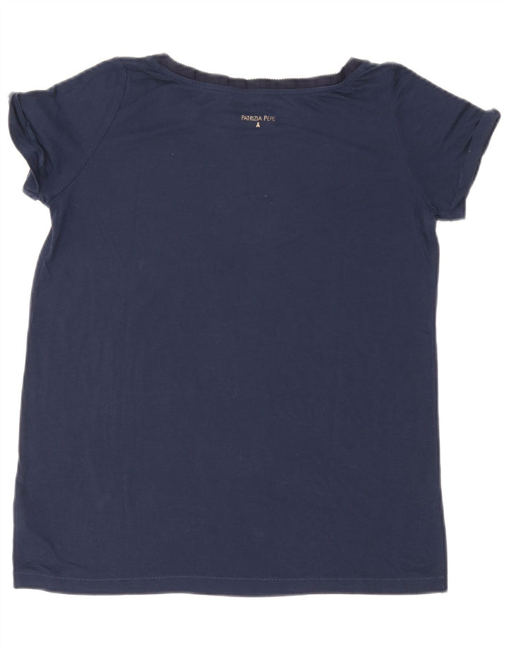 PATRIZIA PEPE T-shirt oversize da donna Top US 0 XS blu navy in viscosa