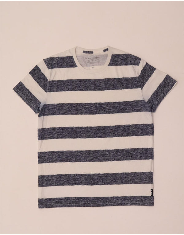 ABERCROMBIE & FITCH T-shirt da uomo Top piccola in cotone a righe blu
