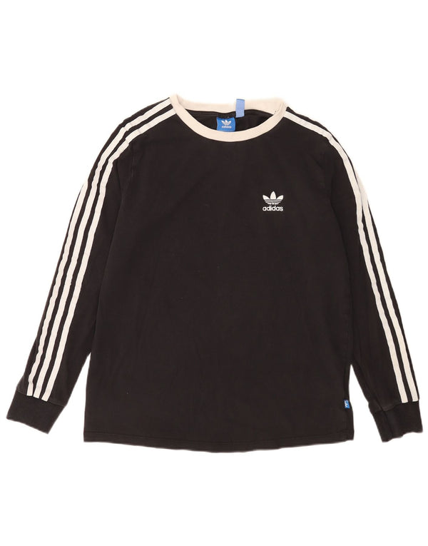 Top Adidas da donna a manica lunga UK 14 medio cotone nero