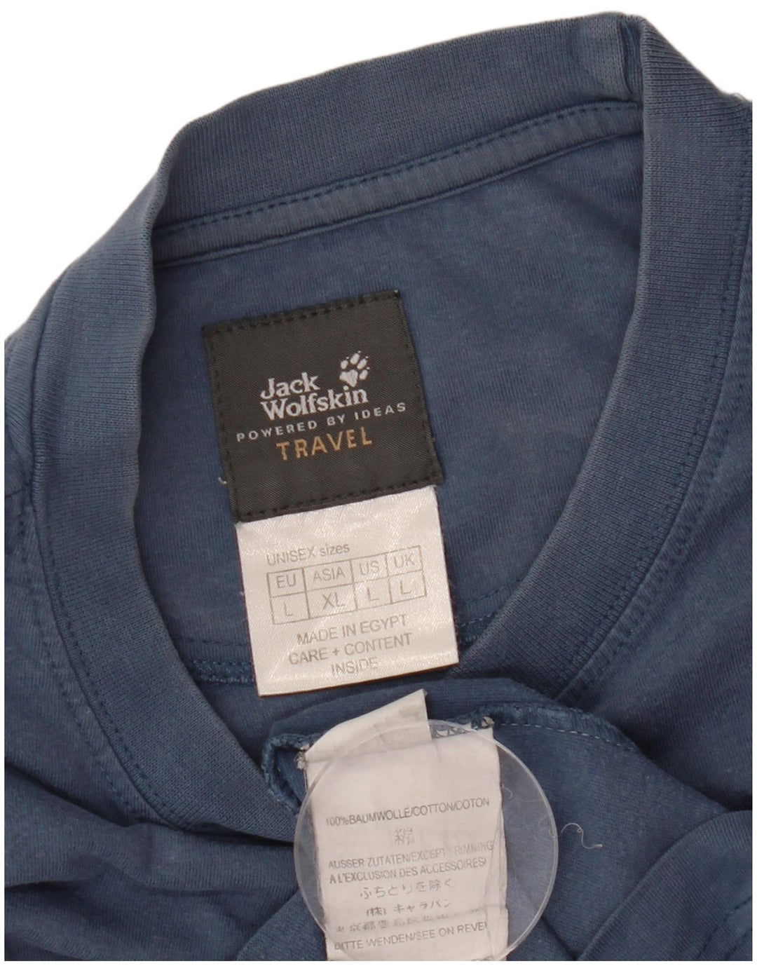 JACK WOLFSKIN T-shirt grafica da uomo Top Large in cotone blu navy