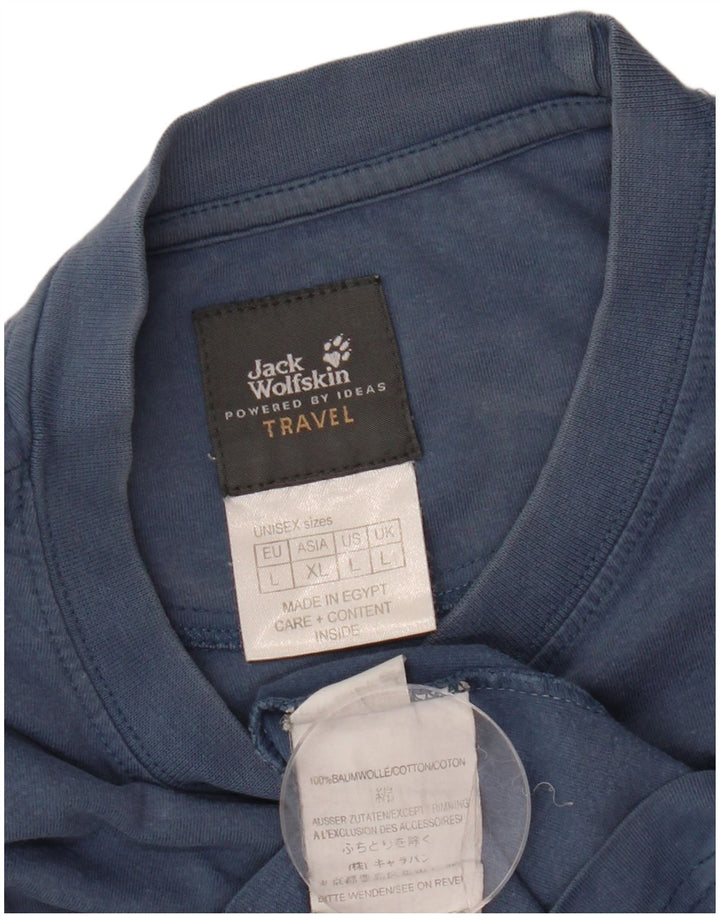 JACK WOLFSKIN T-shirt grafica da uomo Top Large in cotone blu navy