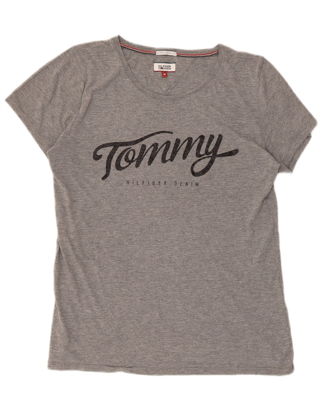 T-shirt grafica da donna Tommy Hilfiger Top UK 14 Grigio medio