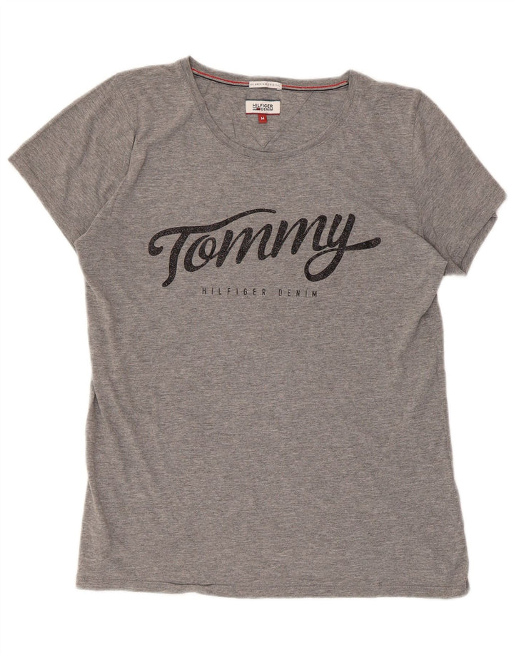 T-shirt grafica da donna Tommy Hilfiger Top UK 14 Grigio medio