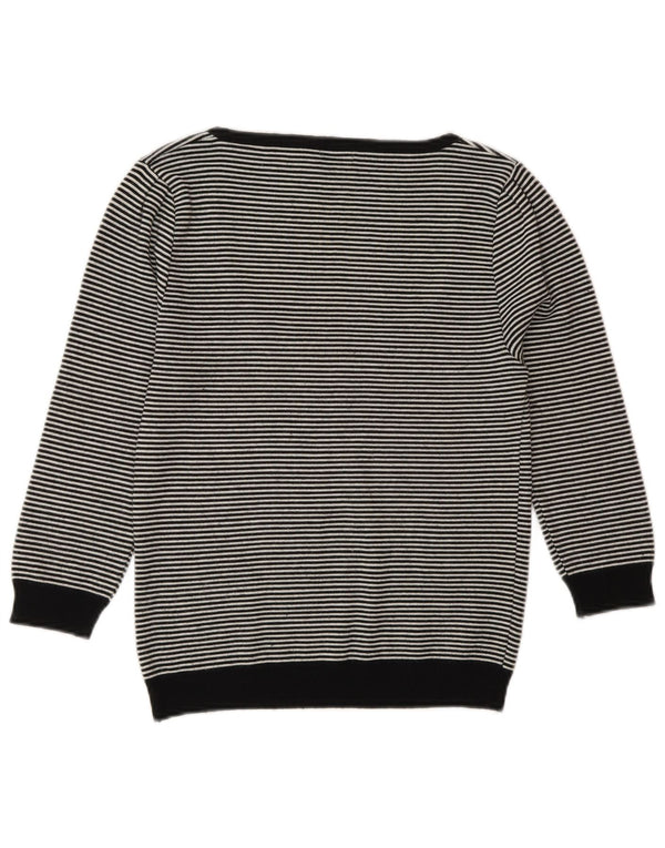 Maglione da donna con scollo a barca Benetton UK 12 medio nero a righe