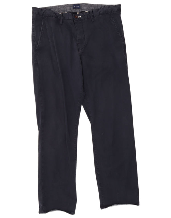 Pantaloni chino dritti da uomo Gant W38 L32 cotone blu navy