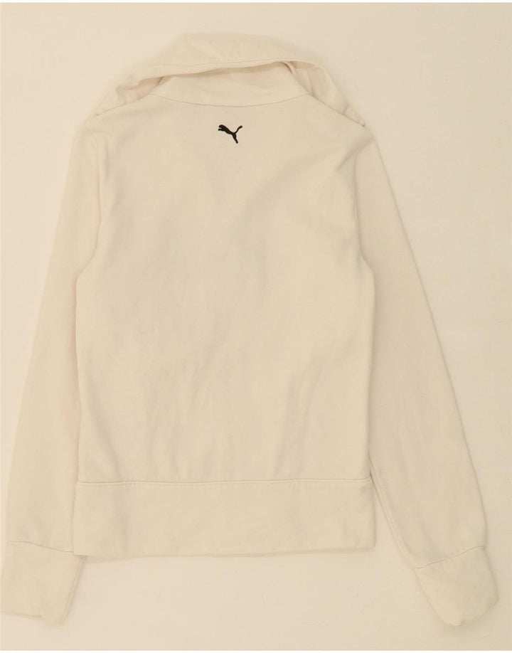 PUMA Womens Graphic Tracksuit Top Jacket UK 12 Medium White Cotton Vintage Puma and Second-Hand Puma from Messina Hembry 