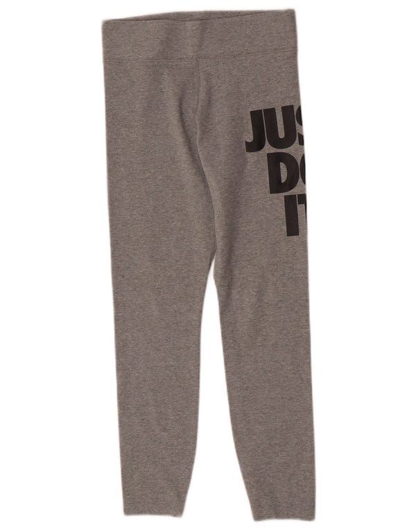 Nike Womens Graphic Leggings UK 8 Small Grey Flecked Cotton