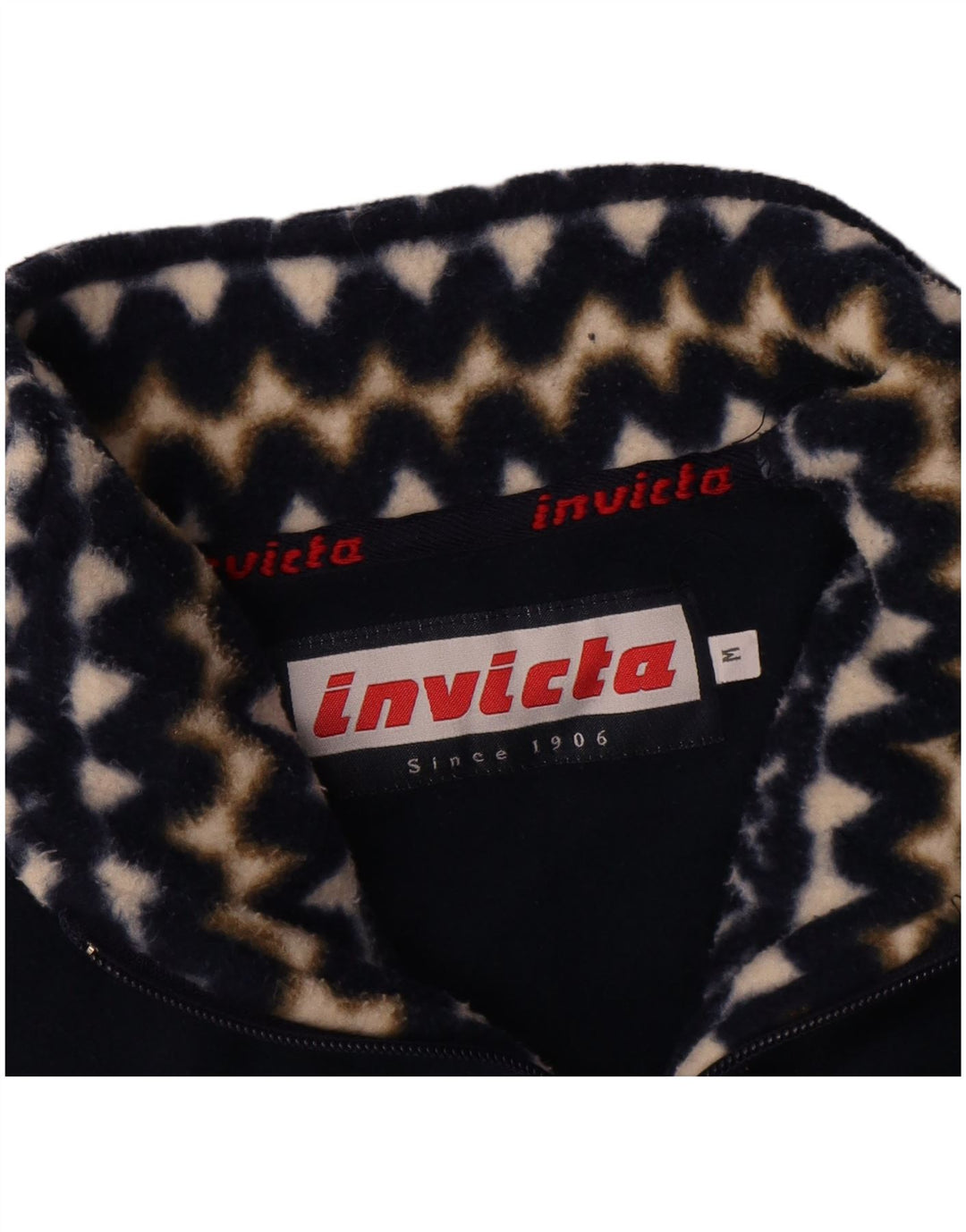 Maglione in pile da uomo con zip e collo Invicta medio blu navy geometrico