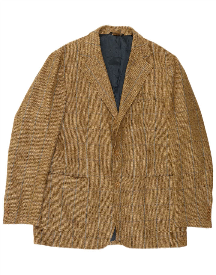 Giacca blazer vintage da uomo a 3 bottoni IT 52 XL lana a quadri beige