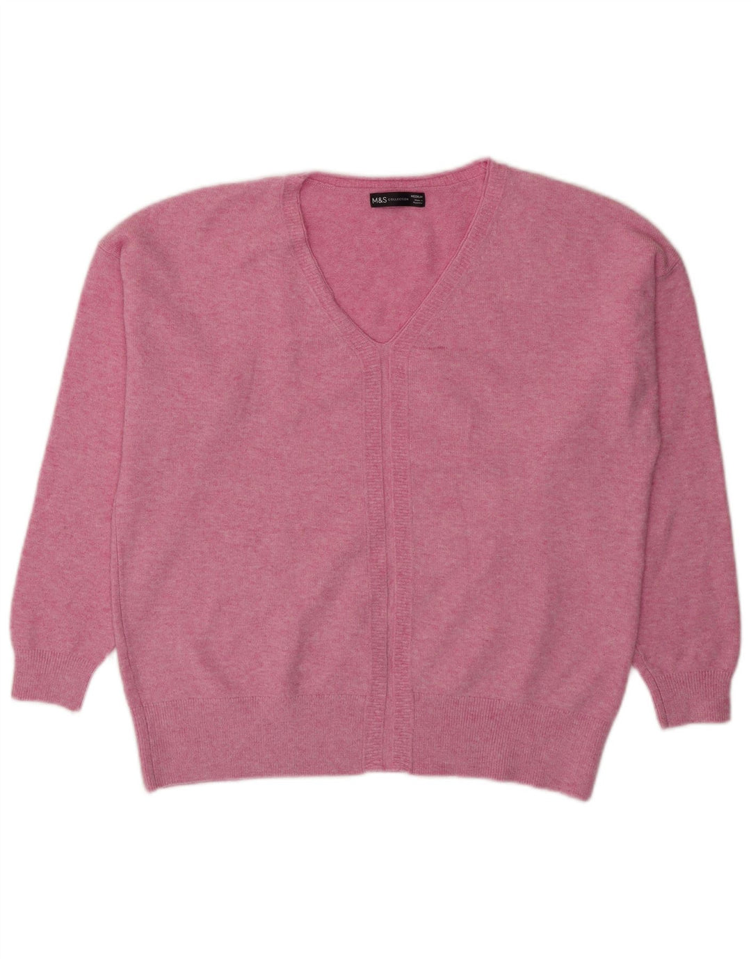 Maglione oversize con scollo a V da donna Marks & Spencer UK 14 Rosa medio