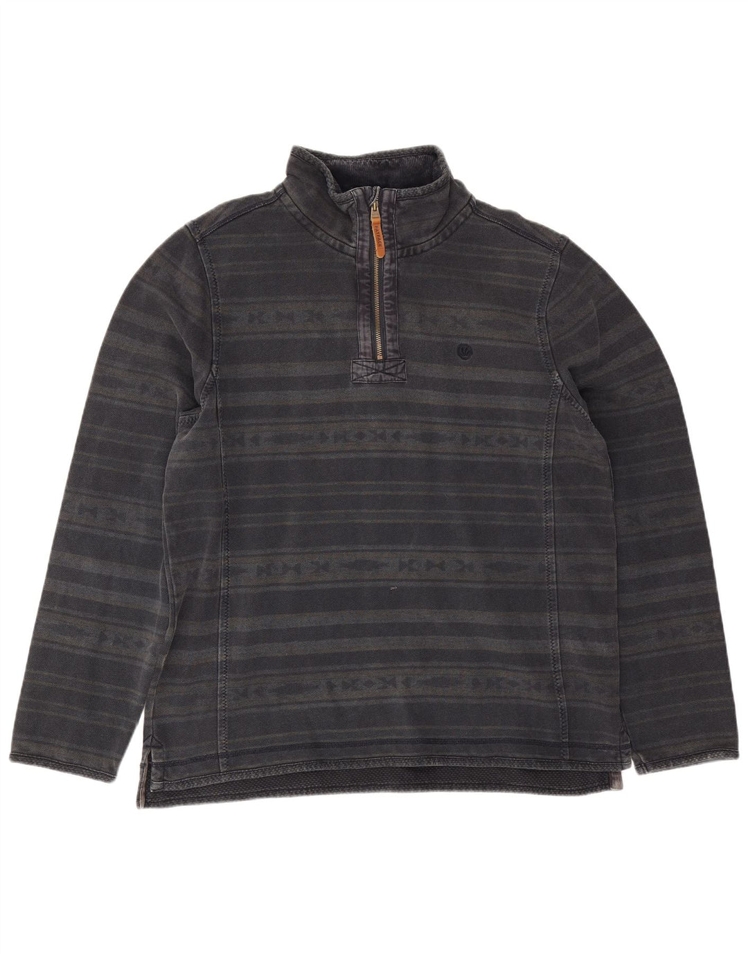 Felpa da uomo con collo con zip Fat Face, maglione grande, cotone a righe nere