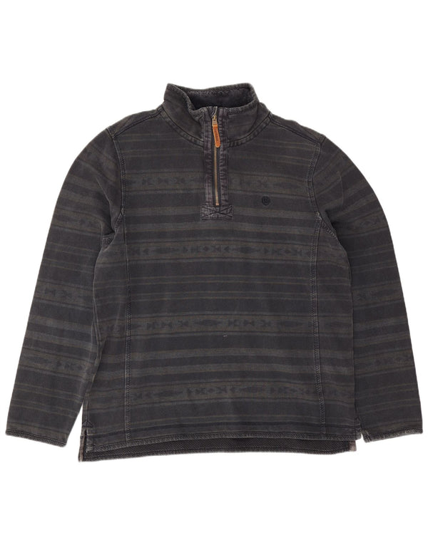 Felpa da uomo con collo con zip Fat Face, maglione grande, cotone a righe nere