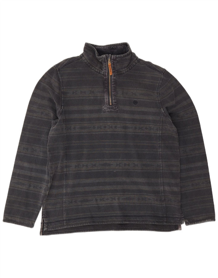 Felpa da uomo con collo con zip Fat Face, maglione grande, cotone a righe nere