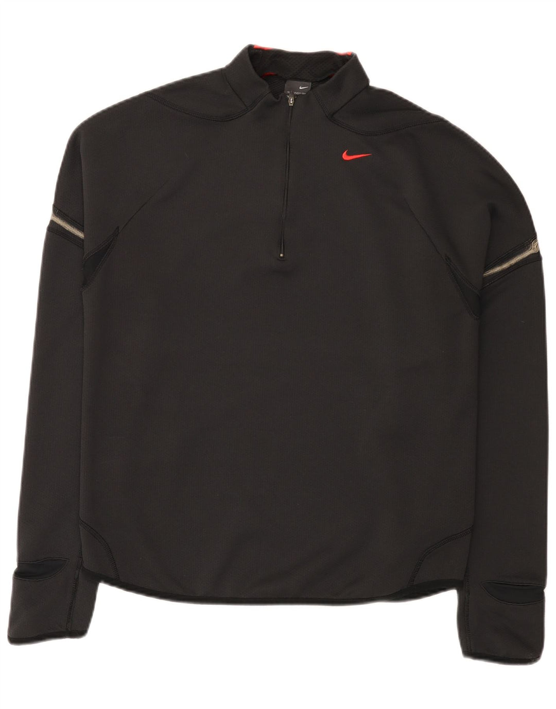 Nike Top da uomo con zip e collo a maniche lunghe UK 42/44 Large Nero Poliestere