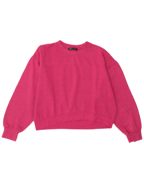 Felpa corta da donna Zara vestibilità ampia, taglia UK 14 grande rosa