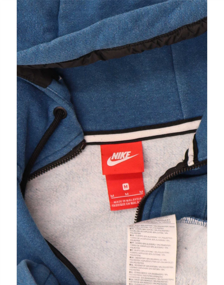 Felpa con cappuccio e zip Nike da uomo in cotone color block blu medio