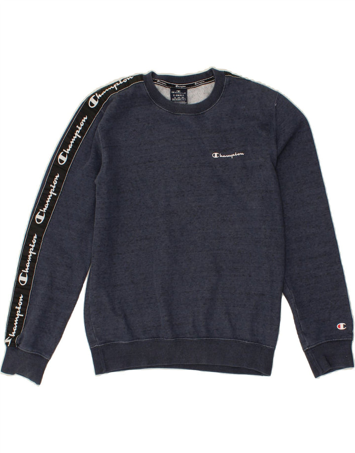 CHAMPION Mens Graphic Sweatshirt Jumper XS Navy Blue Cotton Vintage Champion and Second-Hand Champion from Messina Hembry 