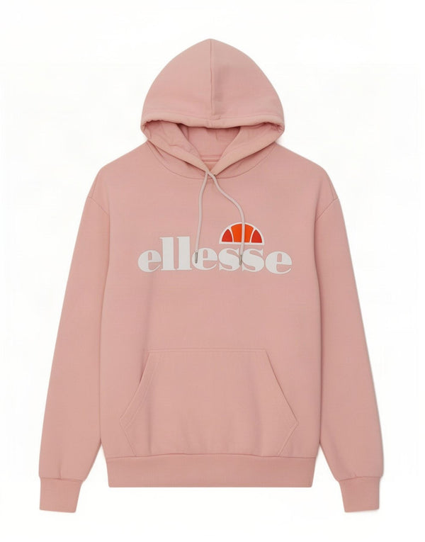 Ellesse, maglione con cappuccio oversize con grafica da donna, UK 10, piccolo, cotone rosa