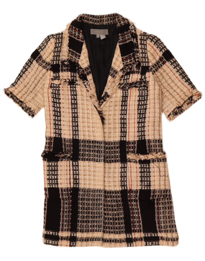 Giacca blazer a maniche corte da donna Zara UK 12 a quadri beige medio