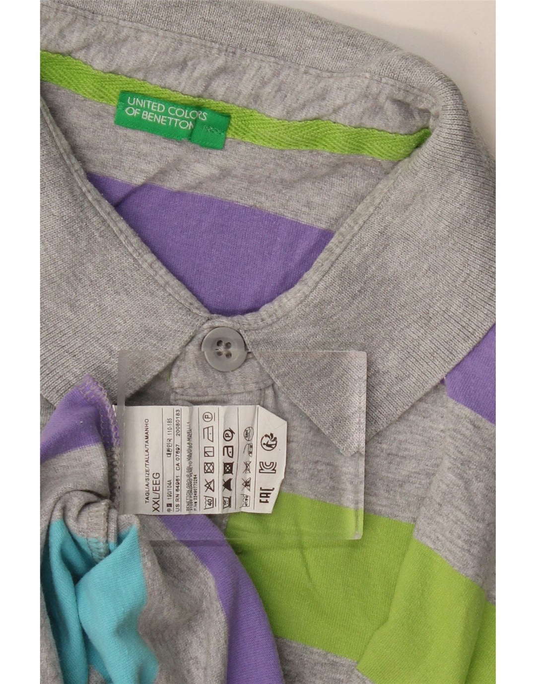 Polo Uomo BENETTON 2XL Cotone a Righe Grigie