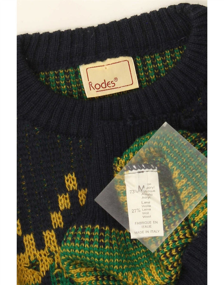Maglione maglione girocollo da uomo Rodes medio acrilico geometrico blu navy