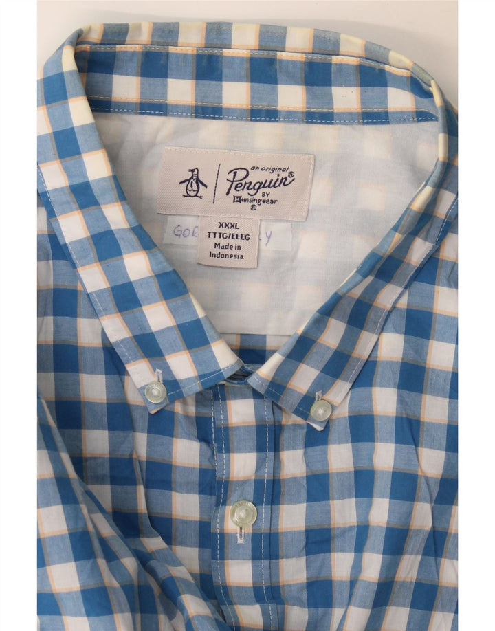 Camicia a maniche corte da uomo Penguin 3XL Blu a quadretti