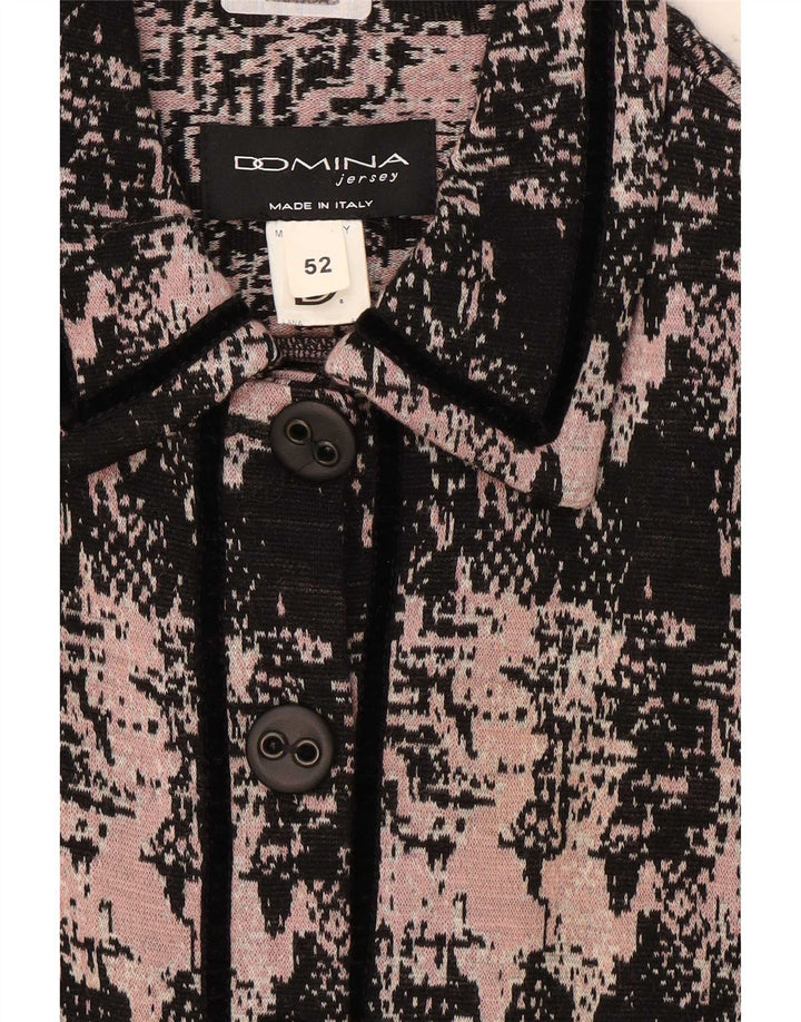 Giacca blazer a 5 bottoni da donna con motivo astratto Domina IT 52 2XL Lana rosa
