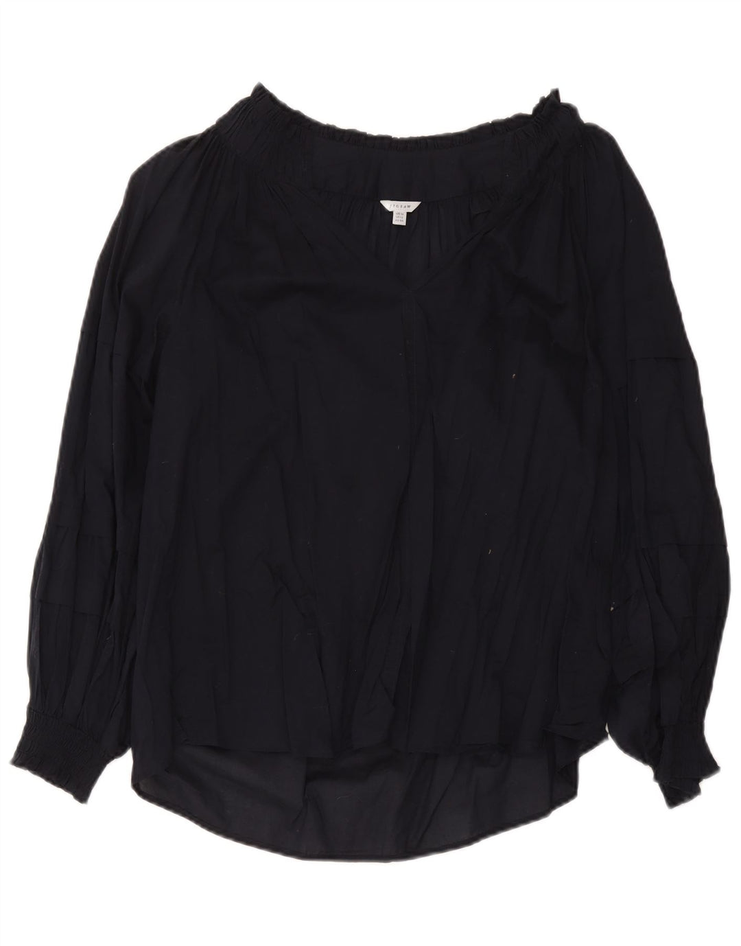 Jigsaw Top da donna a maniche lunghe in camicetta UK 16 Large in cotone blu navy