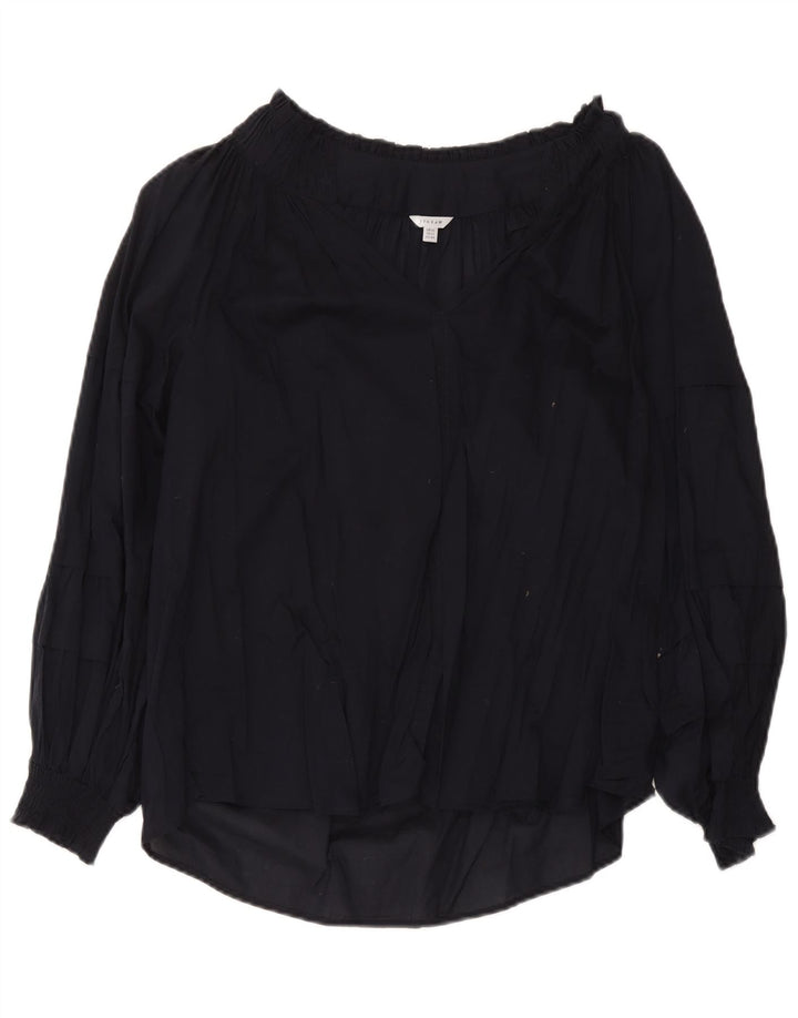 Jigsaw Top da donna a maniche lunghe in camicetta UK 16 Large in cotone blu navy