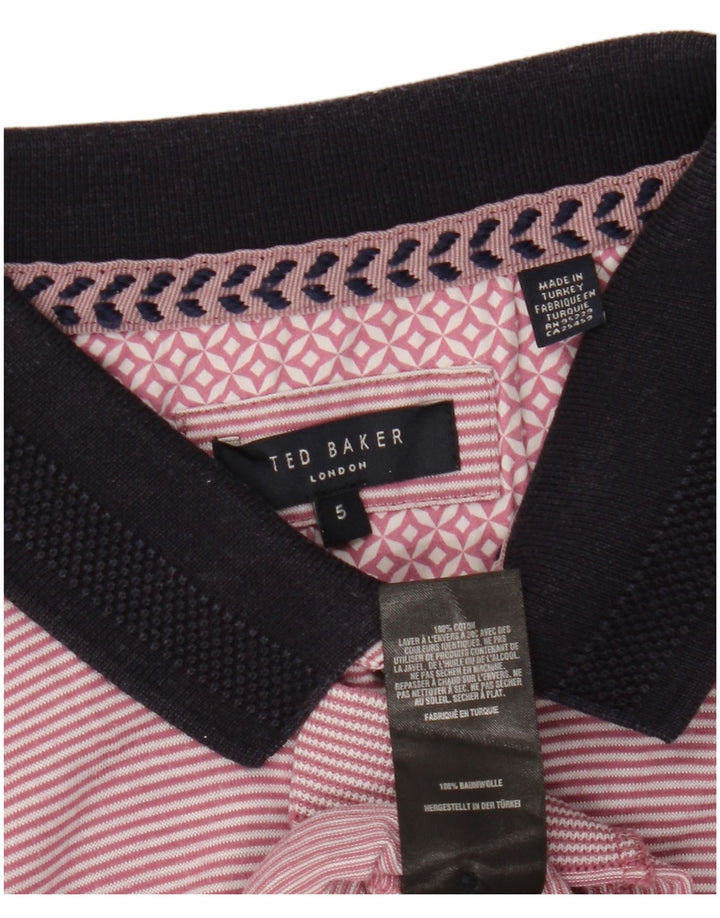 Polo da uomo TED BAKER taglia 5 XL cotone gessato rosa