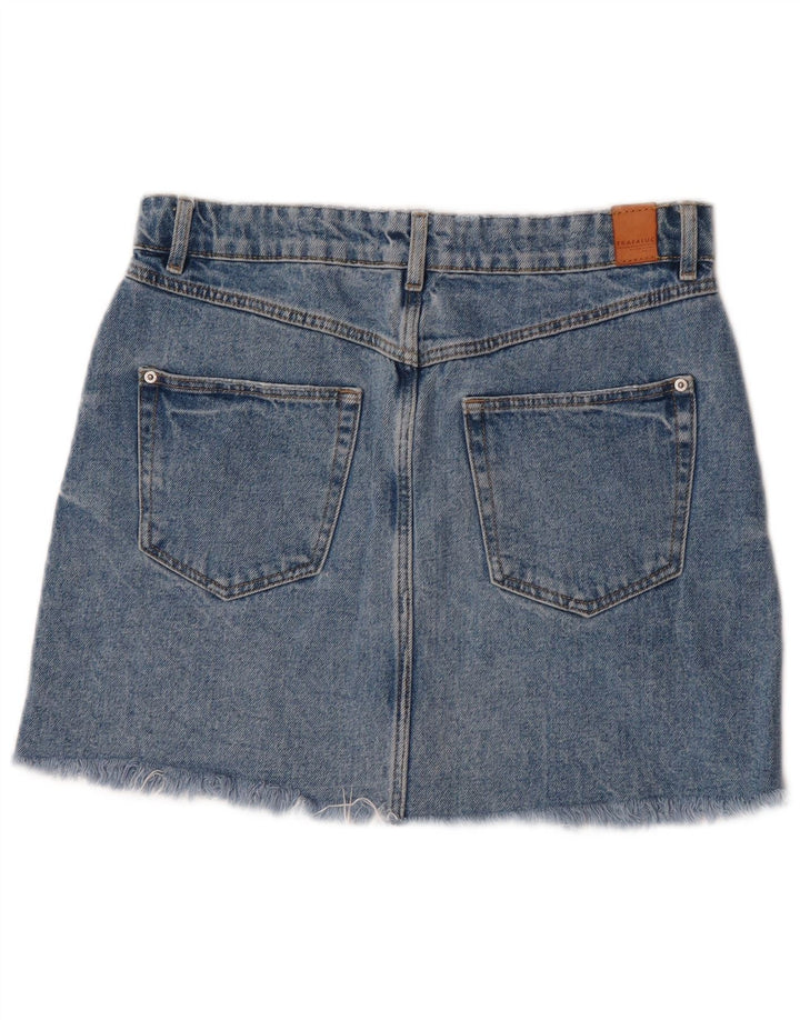 Gonna mini denim invecchiata Zara da donna, media W28, cotone blu