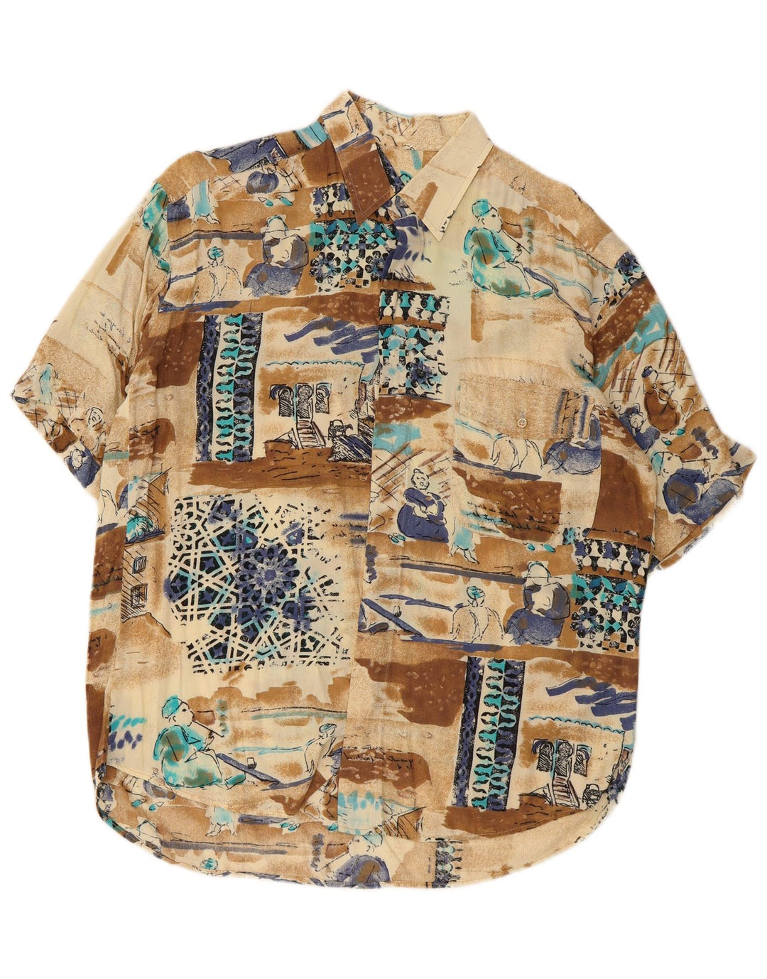 Carrel Camicia a maniche corte da uomo con motivo astratto medio multicolore