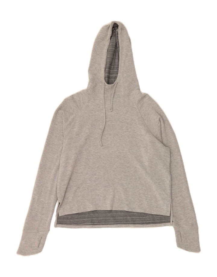 REEBOK Womens Hoodie Jumper UK 14 Medium Grey Rayon Vintage Reebok and Second-Hand Reebok from Messina Hembry 
