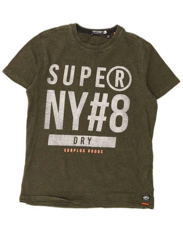 T-shirt grafica da uomo Superdry Top grande in cotone kaki