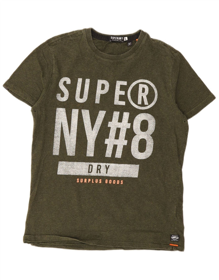 T-shirt grafica da uomo Superdry Top grande in cotone kaki
