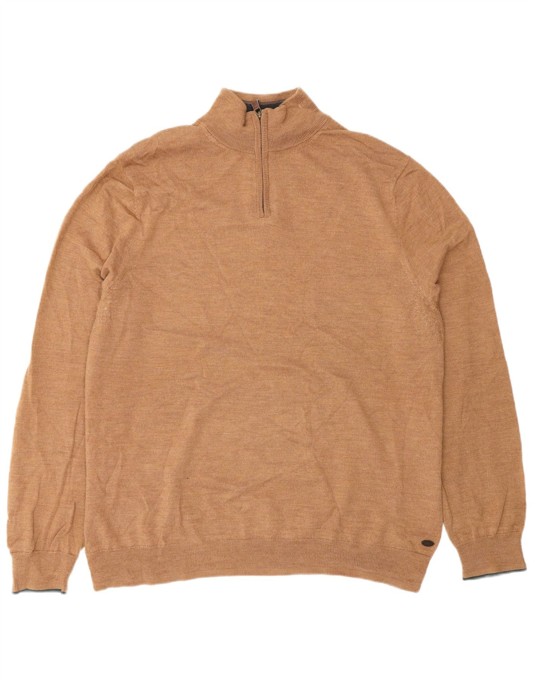 Maglione da uomo con collo con zip White Stuff 2XL in lana marrone
