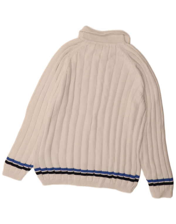 Maglione da uomo Sergio Tacchini con collo alto XL in cotone a righe bianche