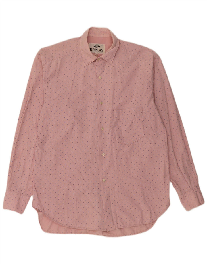 Camicia Uomo Replay Cotone Maculato Rosa Medio