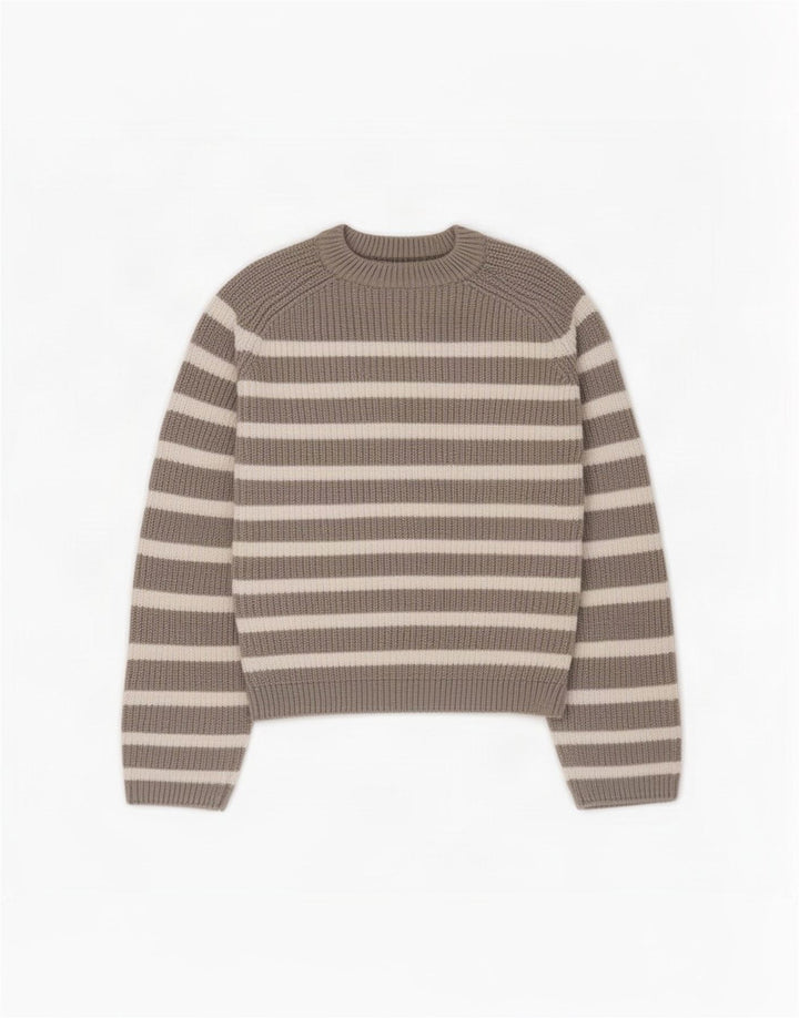 Maglione maglione girocollo da donna Marks & Spencer UK 14 Grigio medio a righe