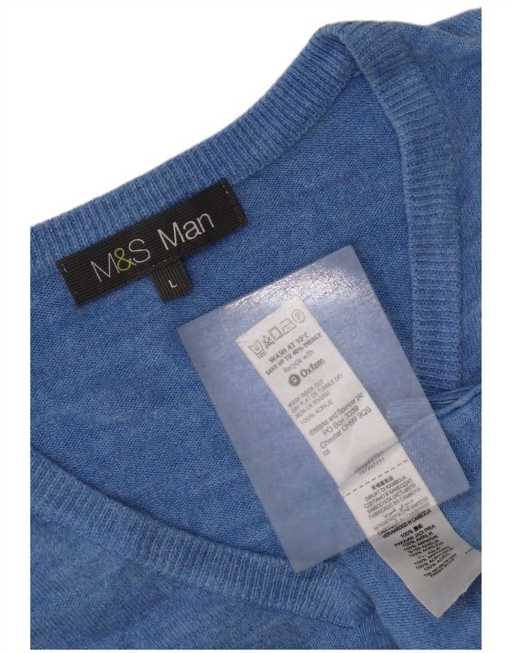 Maglione da uomo con scollo a V Marks & Spencer grande acrilico blu