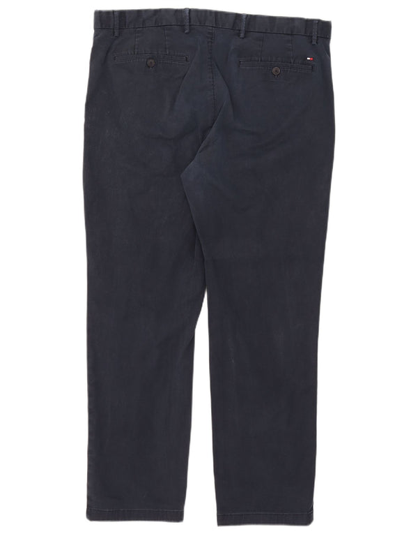 Pantaloni chino dritti da uomo Tommy Hilfiger W38 L26 cotone blu navy