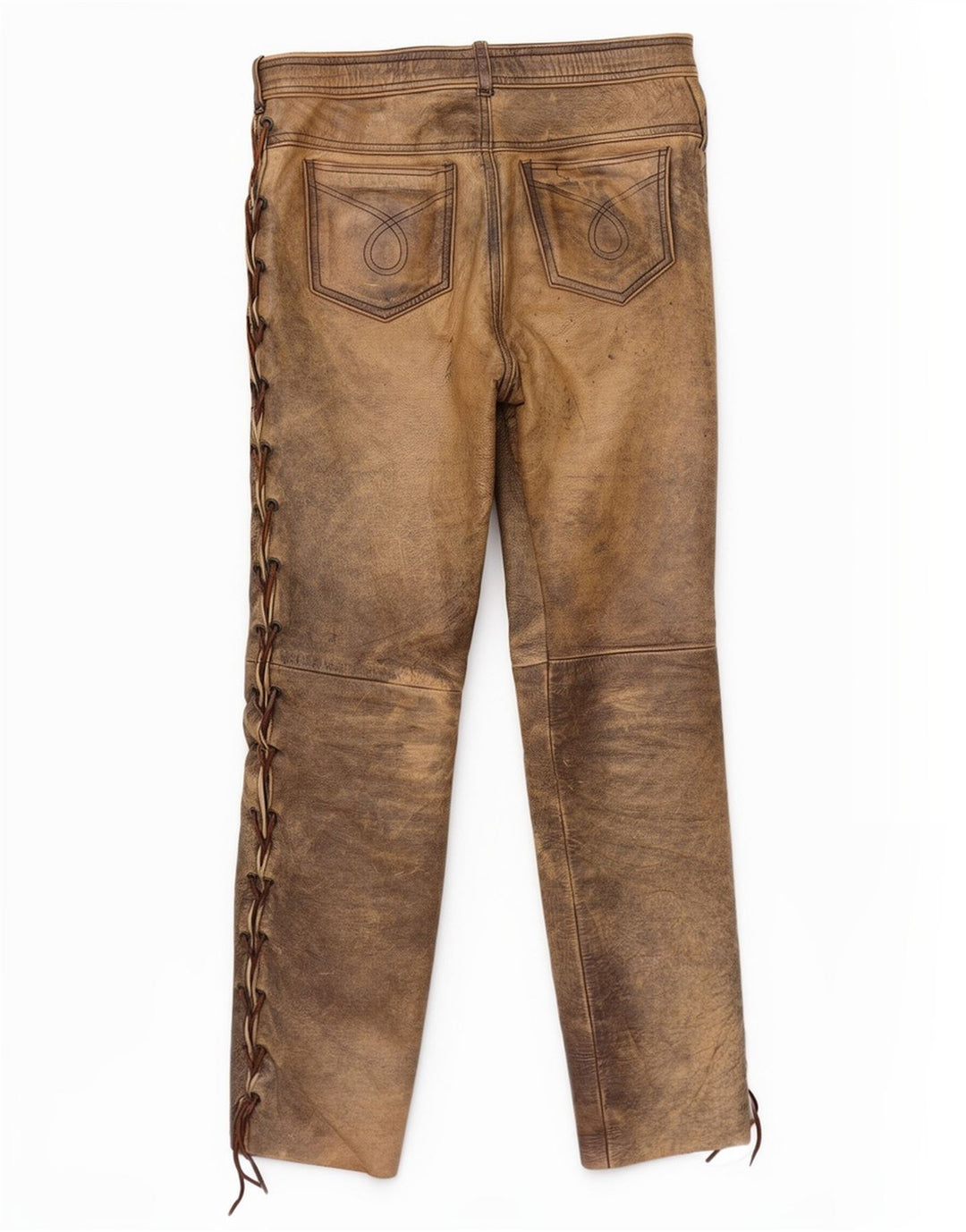 Pantaloni in pelle da uomo Pantera taglia 31 W31 L33 Pelle marrone