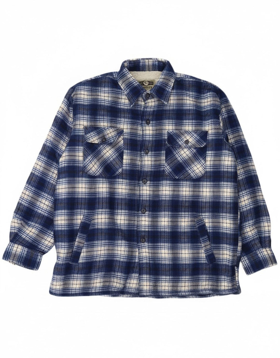 Camicia da uomo vintage in flanella da boscaiolo, grande acrilico a quadri blu