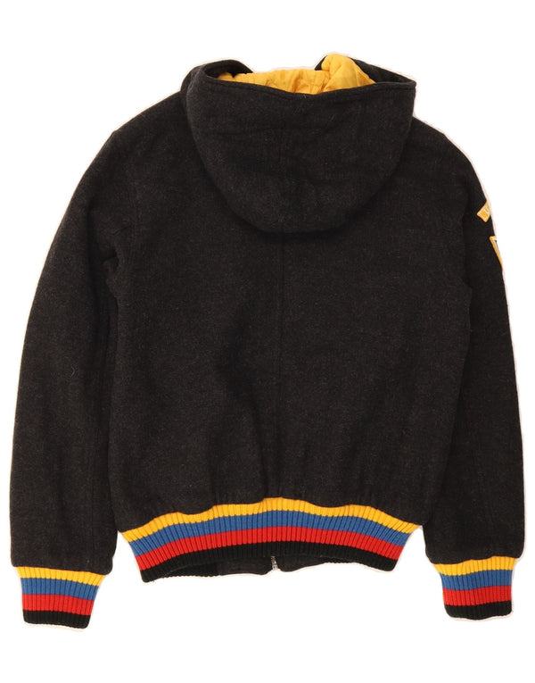 FISHBONE Mens Zip Hoodie Sweater Small Grey Wool