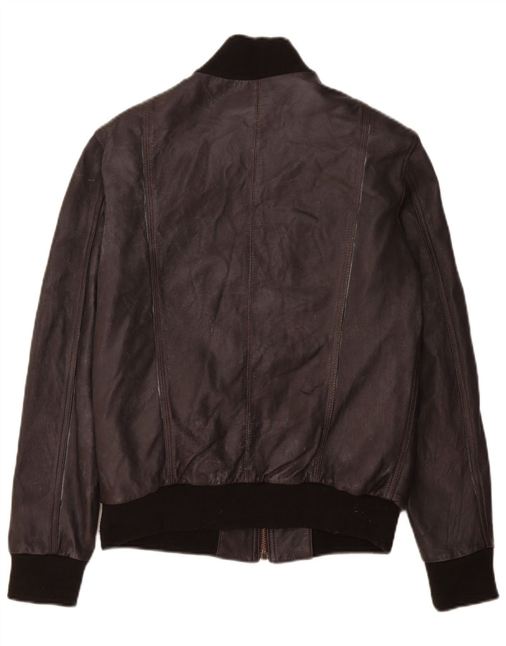 Giacca bomber in pelle da uomo vintage UK 36 piccola pelle marrone