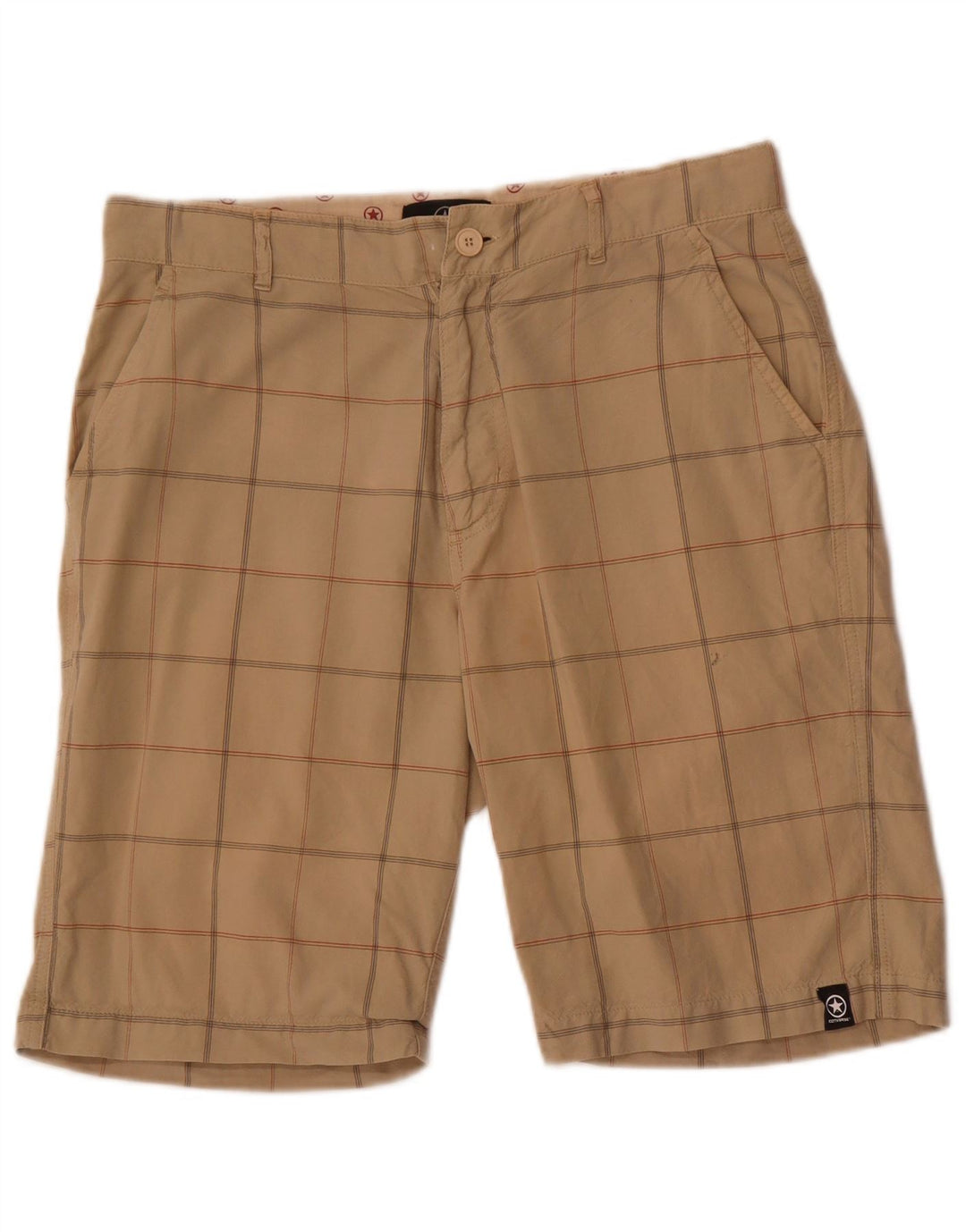 Pantaloncini chino da uomo Converse medi W32 in cotone a quadri beige