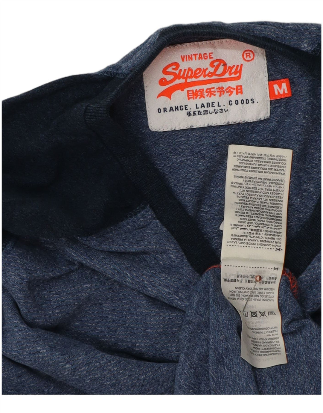 Top da uomo Superdry a maniche lunghe in cotone color block blu medio