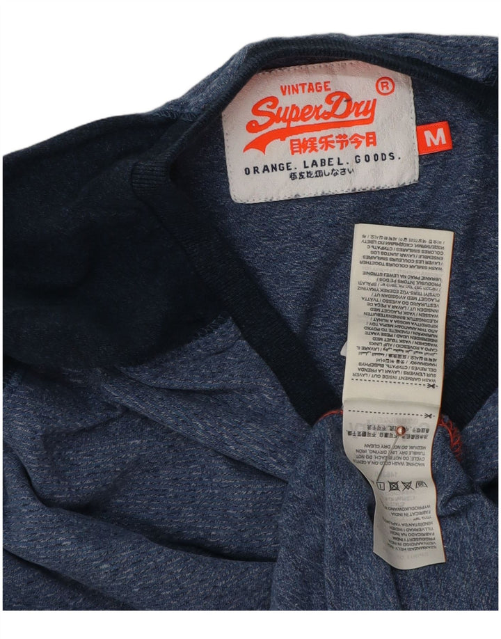 Top da uomo Superdry a maniche lunghe in cotone color block blu medio